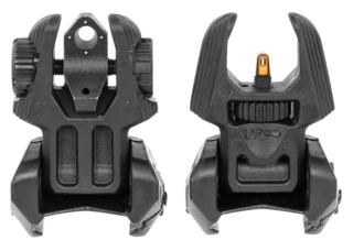 Meprolight Flip Up night sets feature a 4 dot tritium rear and a green tritium front sight with orange outline